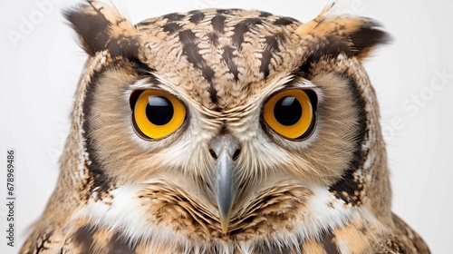 Image of an owl's face on a white background.
