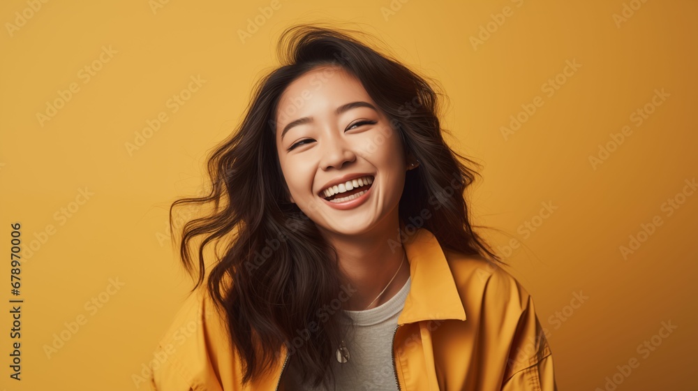 Image of a young Asian woman on a pastel background. Image of a young Asian woman on a pastel background.