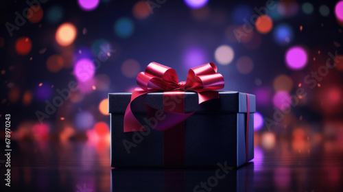 Gift box on dark festive background © tashechka