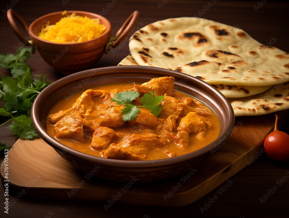 Aromatic and Spicy Chicken Curry with Freshly Baked Naan