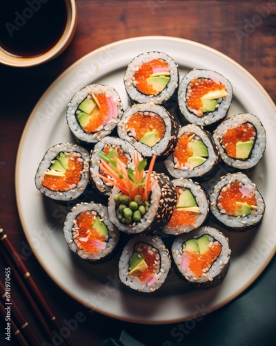 Plate of Delicious Sushi Rolls