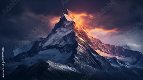 Image of a mountain on a dark background. © kept