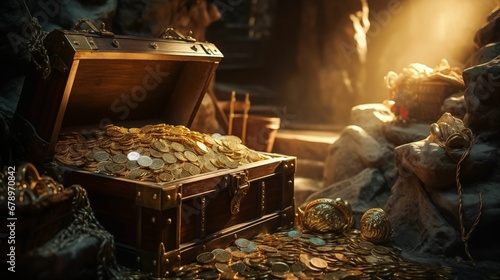 Image of a pirate's treasure chest. photo