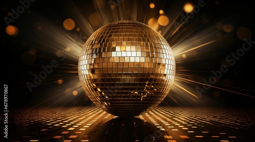 Image of a shiny gold disco ball. photo