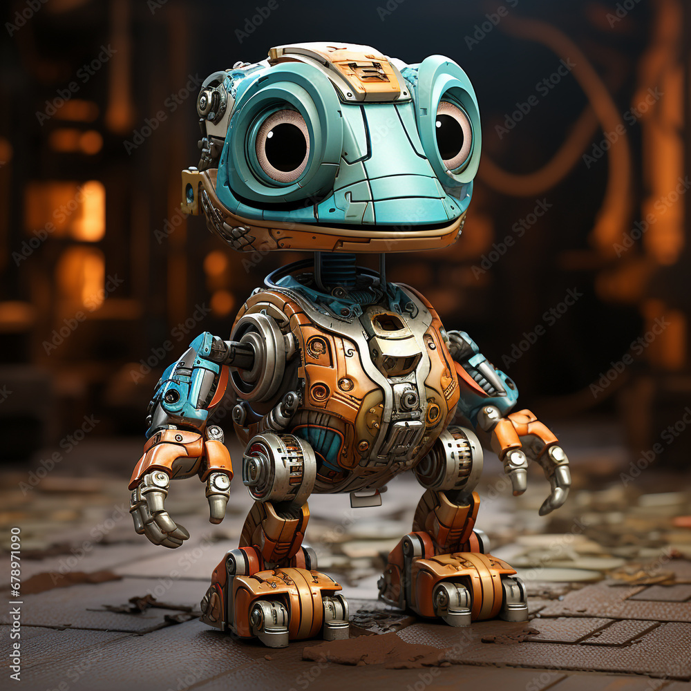 Fototapeta premium 3D cartoon Brontosaurus robot