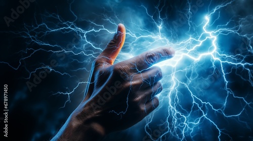 Image of a hand surrounded by swirling lightning.