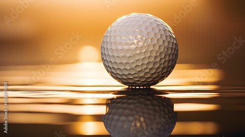 Image of a golf ball  focusing on the intricate dimples and texture.