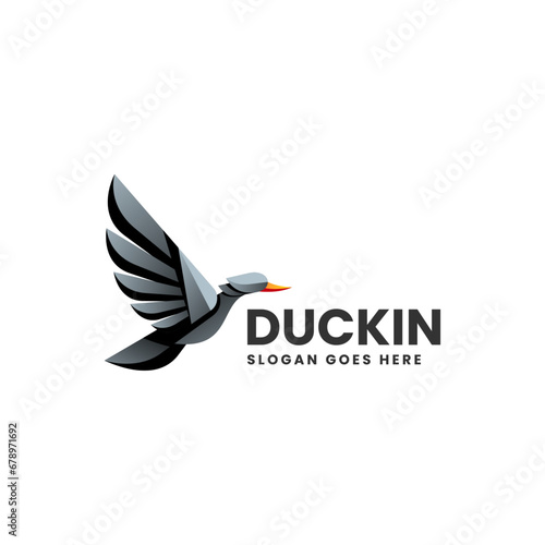 Vector Logo Illustration Duck Gradient Colorful Style