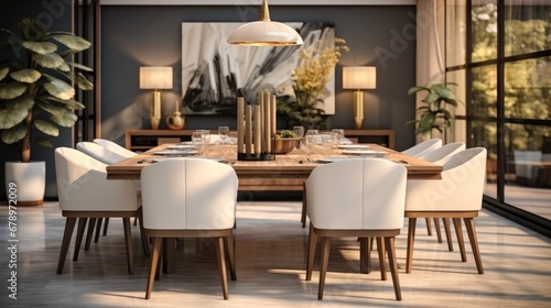 Modern Dining Room  Dining table and chairs.