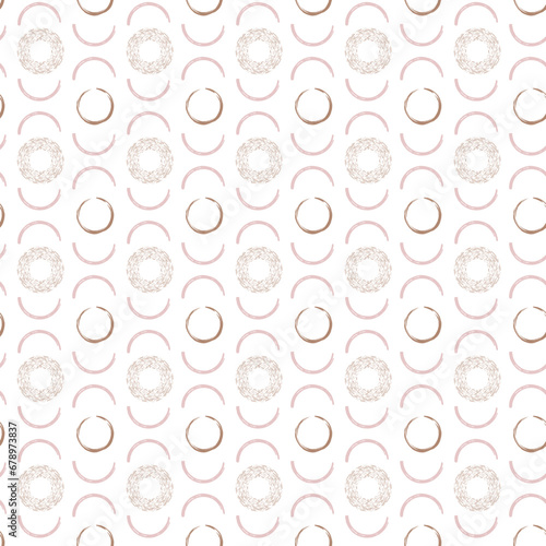Beautiful geometric seamless pattern vector. circle and semicircle on  white background. Minimal and elegant wallpaper. Design for fabric, backdrop, background, wallpaper, textile, curtain, tablecloth