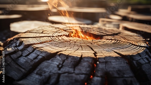Detailed view of wood being burned macro lens photo