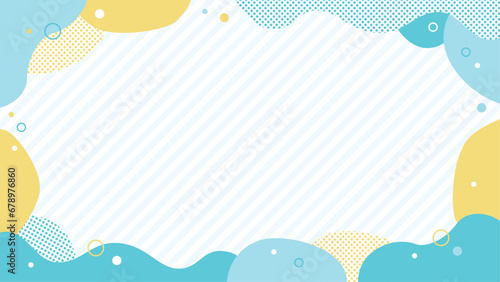 ふにゃふにゃ曲線、流体シェイプのフレーム囲み枠(16：9)
