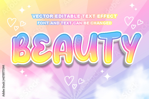 beauty feminine cute kawai collorful editable text effect font style template design background