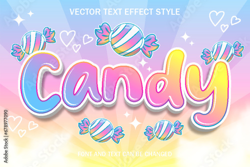 candy cute sweet colorful typography editable text effect kawaii cartoon style template design