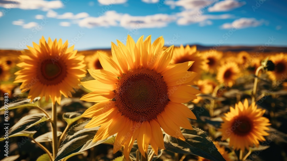 Vibrant sunflower field.
