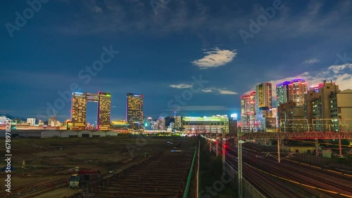 Time lapse 4k - Yongsan high speed train and subway station at night in Seoul,South Korea 