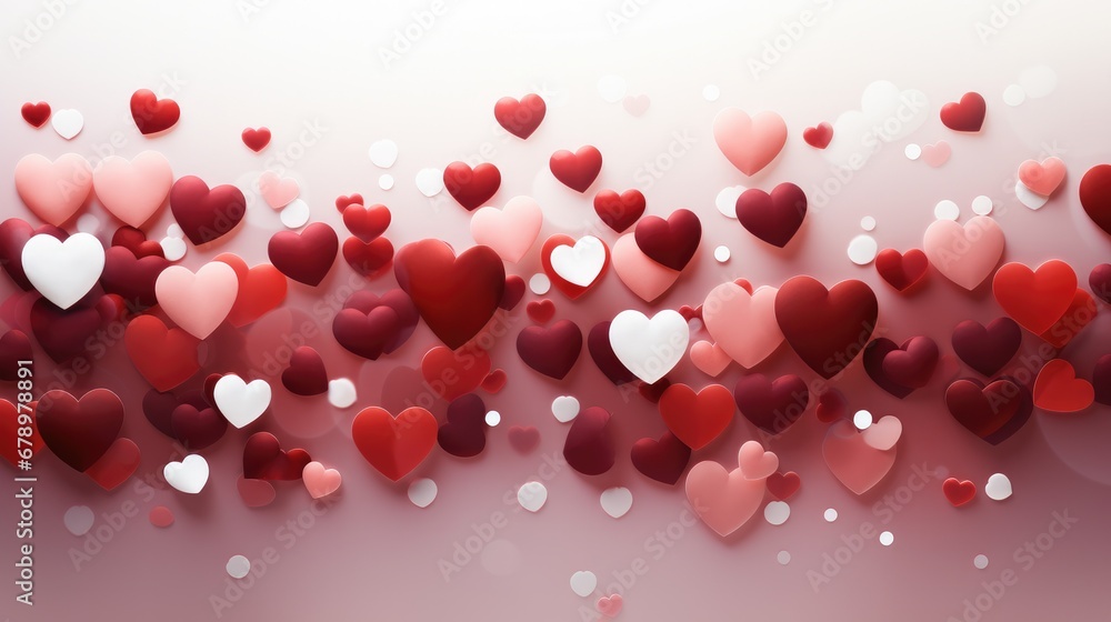 Valentines day background banner.abstract panorama background with red hearts. concept love.