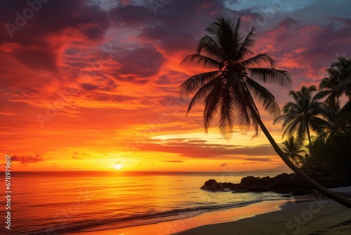 sunset over the beach © rushay