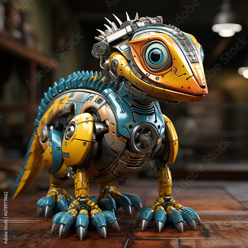 3D cartoon Dilophosaurus robot