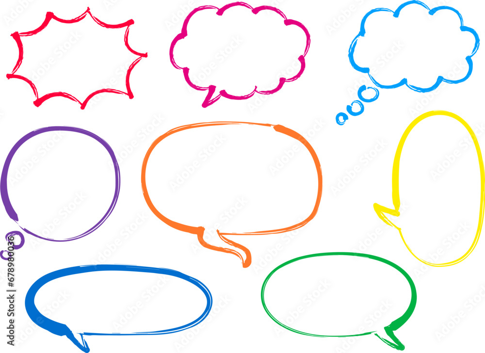 筆で書いたかわいい和風の吹き出しセット