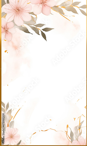 Watercolour illustration  wild blooming floral pattern  greeting card template