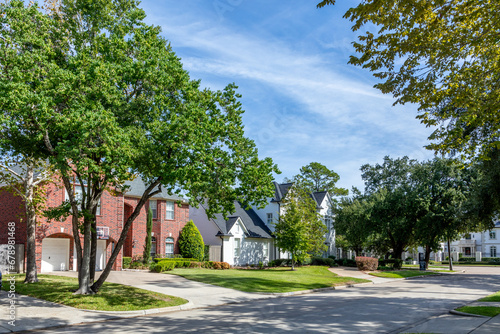 old historic scenic brick houses in suburban area of Houston © travelview