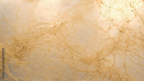 A delicate, sparkling web of golden threads, spun into a delicate lacelike pattern. Each thread is perfectly aligned and intricately woven, creating a mesmerizing and intricate piece of art.