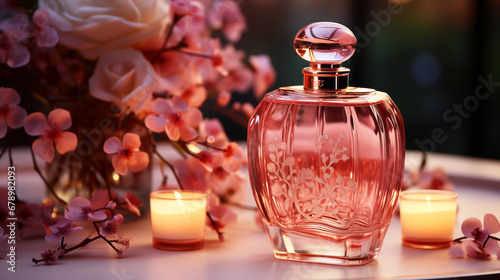 Flowers and bottle perfume are classic symbols, Valentine's Day. 