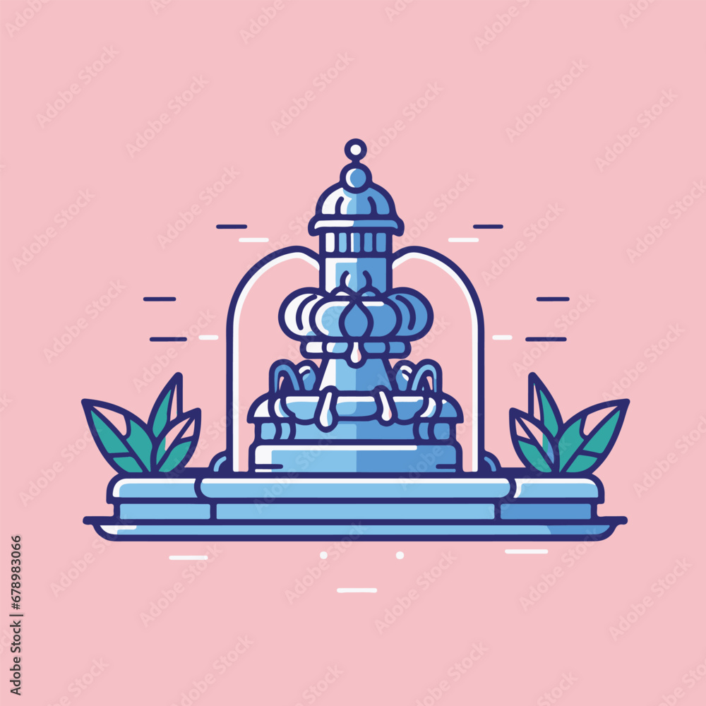 water fountain decorative icon illustration