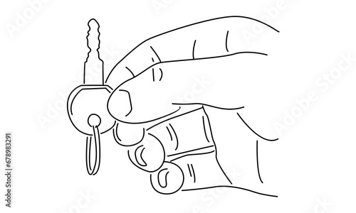 line art of hand holding key