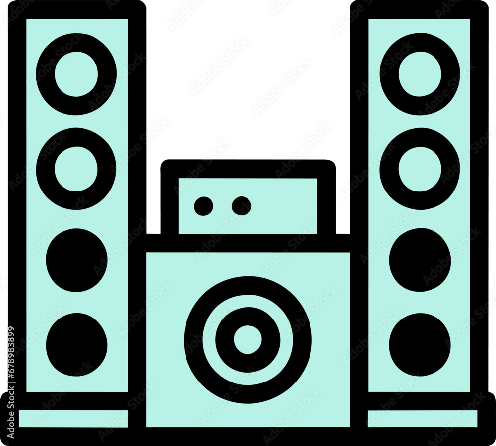 Fototapeta premium Stereo with two tall speakers and a center unit.