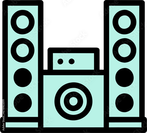 Stereo with two tall speakers and a center unit.