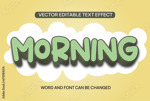 Morning Text Effect 3D Vector