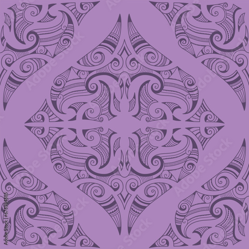 vector seamless pattern. Ornamental geometrical maori style photo