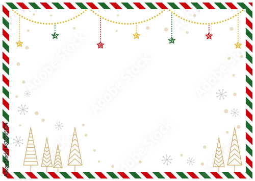 北欧風クリスマスカラーのフレーム背景