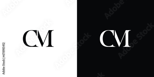 Abstract Creative Letter MC, CM, M, and C Vector Logo Art Modern Typography Monogram Icon in black and white color photo