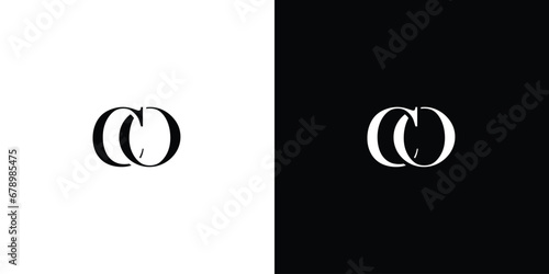 Abstract creative letter CO Letter Design with Creative Cut. OC Letter Icon Vector Logo with Serif Font and Minimalist Style in black and white color