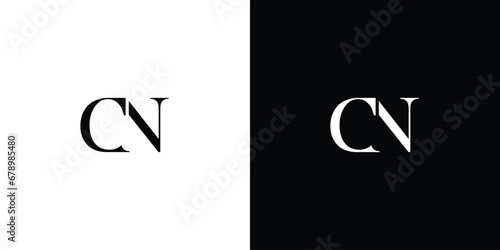 Abstract creative letter CN logo design vector for business company in black and white color photo
