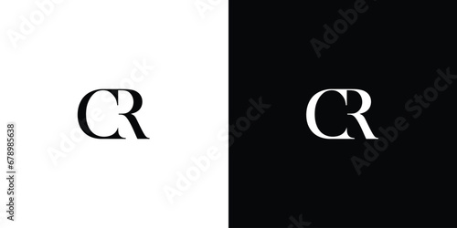 Abstract creative Alphabet letters Initials Monogram logo CR or RC in black and white color