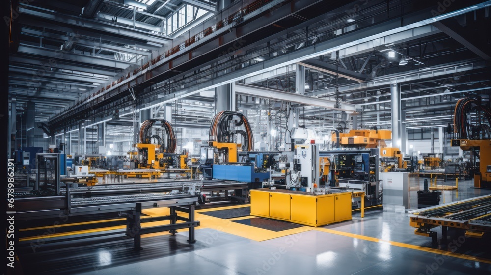 A Factory interior construction, modern large-scale production lines, industrial production technology, remanufacturing, production lines. A Factory interior construction, modern large-scale production lines, industrial production technology, remanufacturing, production lines.