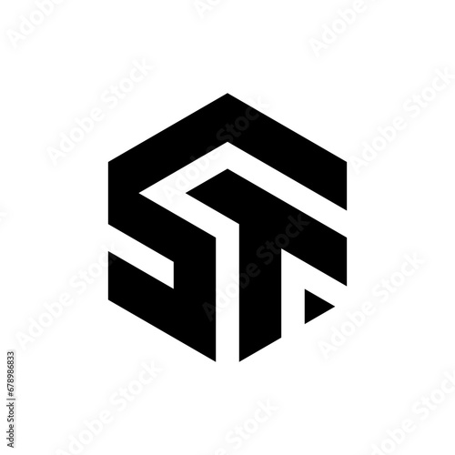 Creative letter ST hexagon monogram logo