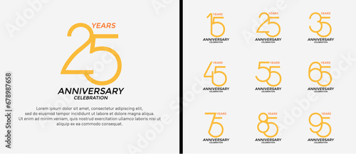 set of anniversary logo yellow and black color on white background for celebration moment