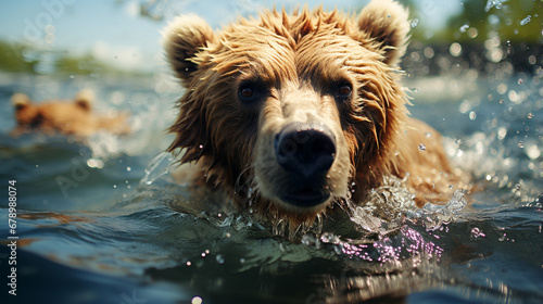 bear in water HD 8K wallpaper Stock Photographic Image