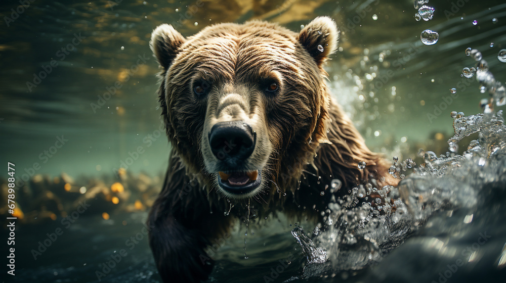 bear in water HD 8K wallpaper Stock Photographic Image bear in water HD 8K wallpaper Stock Photographic Image