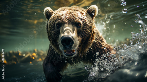 bear in water HD 8K wallpaper Stock Photographic Image