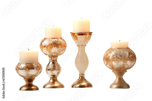 Sculpted Serenity: Artistic Candle Holders Isolated on Transparent Background