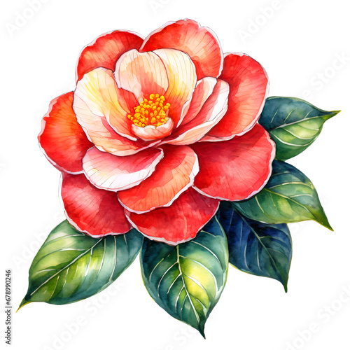 camellia flower, on white background,