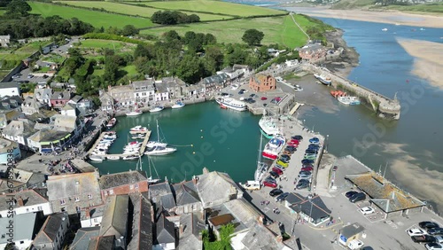 Padstow Cornwall UK drone , aerial , high angle summer blue sky photo