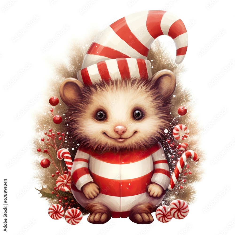 Festive Candy Cane Hedgehog Clipart Festive Candy Cane Hedgehog Clipart
