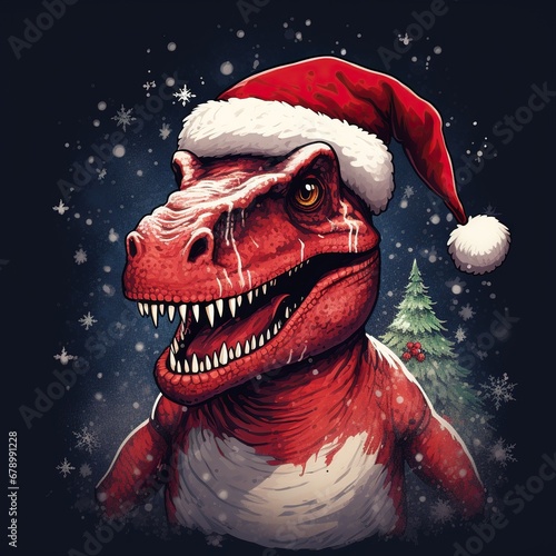 Festive Christmas Dinosaur Graphic © Man888
